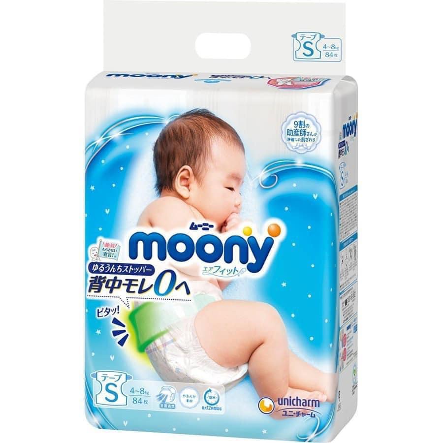 [Free Ship] Bỉm Moony trắng, Moony xanh cộng miếng nội địa Nhật quần/dán đủ size NB96/S90/M68/L58/L50/XL44