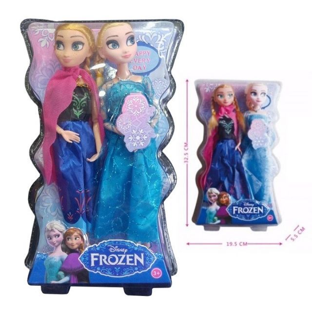 Hộp 2 búp bê Frozen của Disney. Búp bê có khớp tay, chân, có mang giày. Cao 30cm