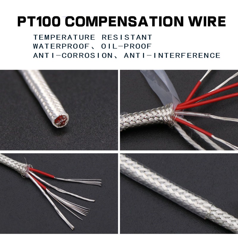 Dây bù PT100 Dây tín hiệu được bọc thép mạ bạc Teflon 2 lõi 3 lõi 4 lõi 6 lõi cáp nối dài cảm biến nhiệt điện trở