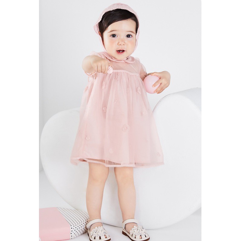 (0-3 tuổi) Set váy voan kèm mũ bé gái hãng BALABALA 20022111101360334 màu hồng (ảnh và video thật)