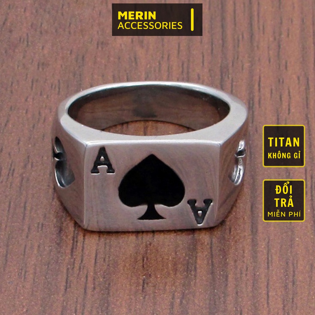 Nhẫn nam nữ tròn Merin Accessories màu bạc thời trang chất Titan đẹp đơn giản không gỉ - Nhẫn A Ring