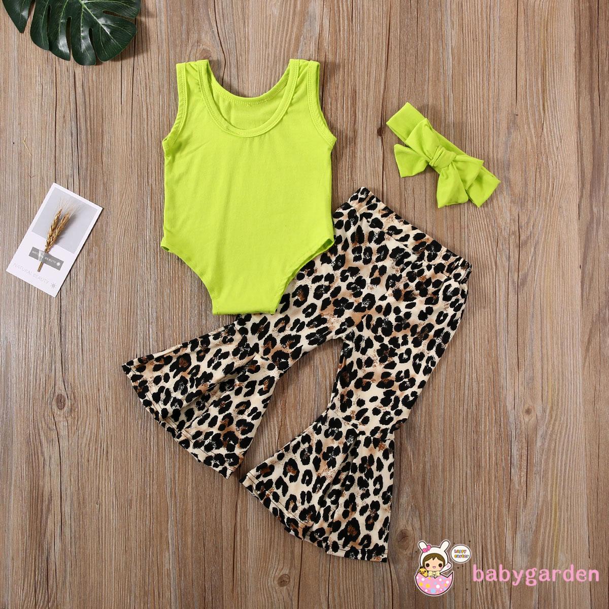 Set Jumpsuit Sát Nách Hoạ Tiết Da Báo + Quần Dài Cho Bé Gái