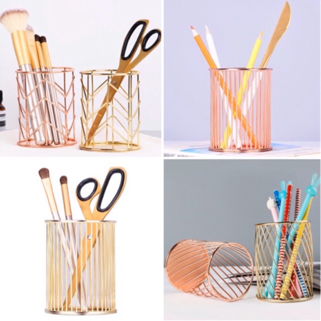 Ống cắm bút rose gold decor nhiều mẫu