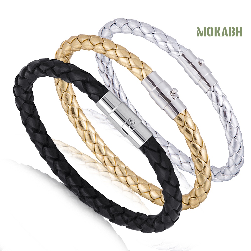 Vòng Tay Bện Dây Da Bện Phối Khóa Thời Trang Cho Nữ