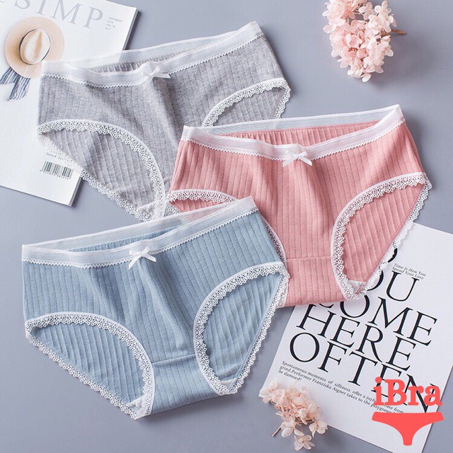 [Mã 12FASHIONSALE1 giảm 10K đơn 50K] Quần Lót Cotton Tăm Viền Ren nơ cài trước xuất Nhật hàng chất lượng cao | BigBuy360 - bigbuy360.vn