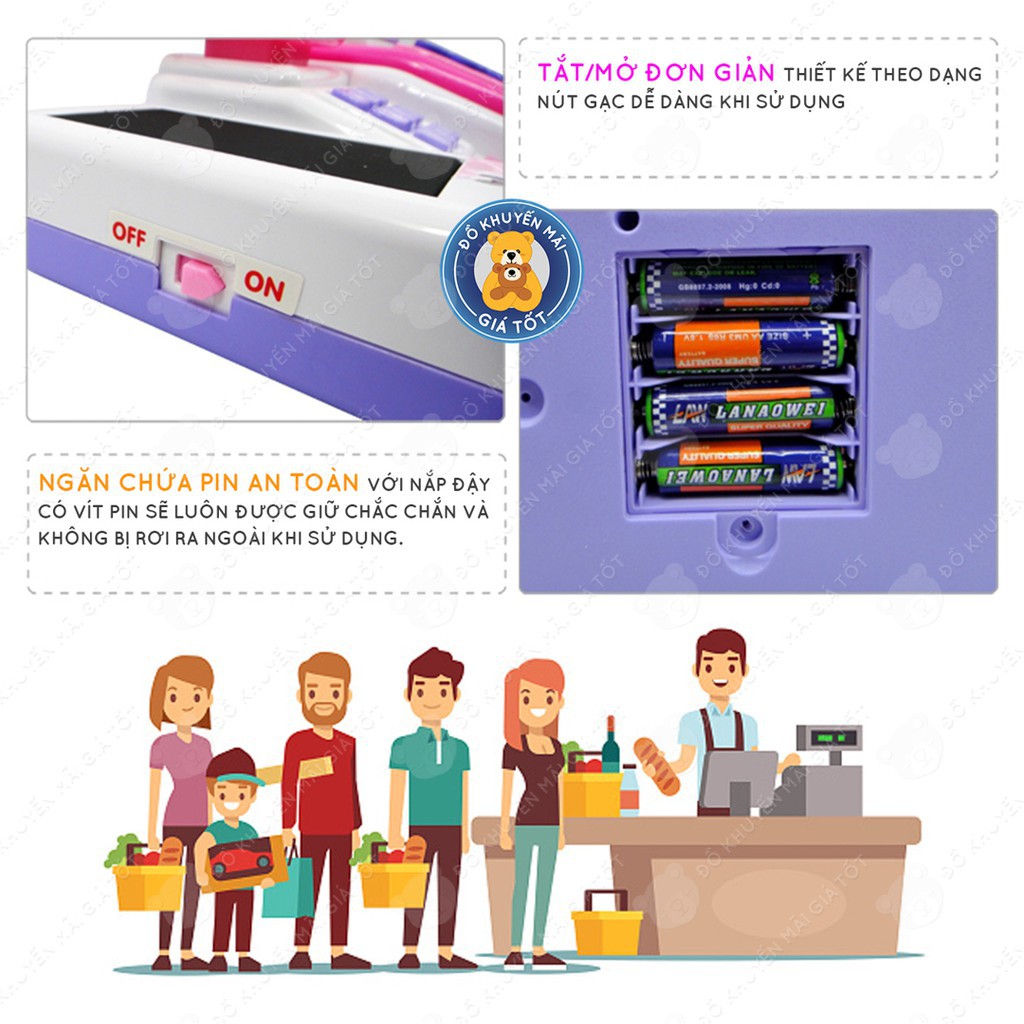 [LHai] Đồ chơi máy tính tiền siêu thị mini màu hồng dùng pin có âm thanh cho bé 5901 - Đồ khuyến mãi giá tốt