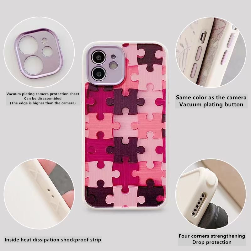 Ốp điện thoại nhám hình mảnh ghép dành cho iPhone 7 7plus 8 8plus x xr xs 11 12 promax | BigBuy360 - bigbuy360.vn