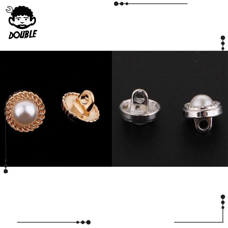Set 10 cúc áo tròn bằng nhựa đính ngọc trai giả 10mm