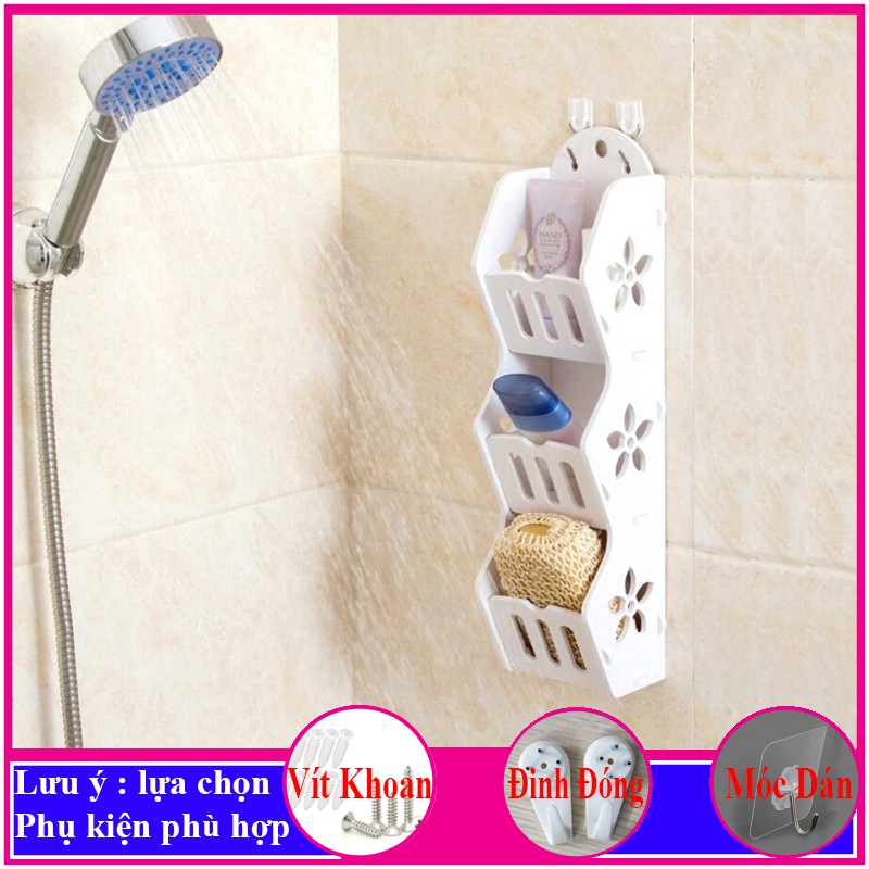 Kệ treo tường trang trí không cần khoan, chất liệu gỗ nhựa cao cấp màu trắng, decor không gian sống - a11