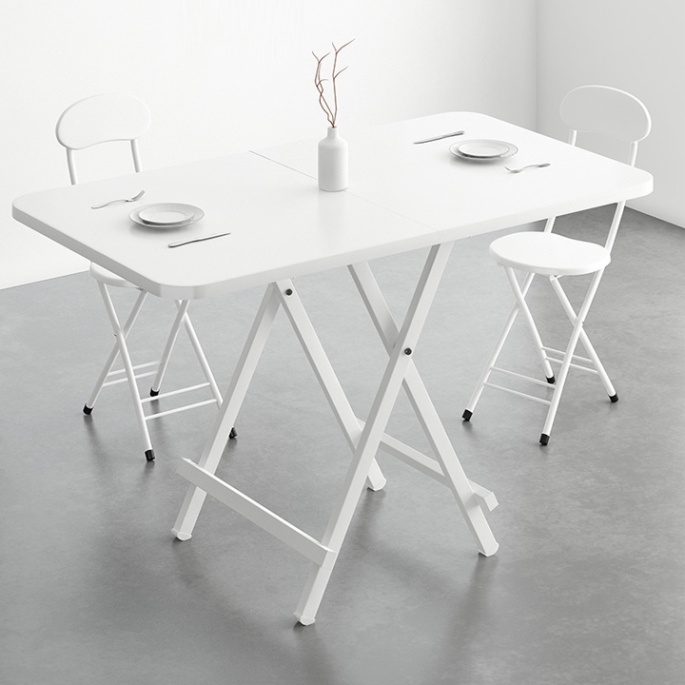 Bàn ăn gia đình decor 2 mảnh khung sắt gấp gọn mini thông minh tiện lợi mặt gỗ MDF