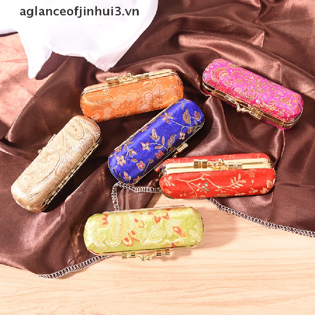 * * Afhvn * * Hộp Đựng Son Môi Kẹp Sắt Thời Trang Có Gương Bên Trong &amp; Khóa Cài  Hộp Đựng Son Môi Thêu Hoa Thổ Cẩm Kèm Gương Soi Tiện Dụng  Hộp Đựng Son Môi Hot Bo