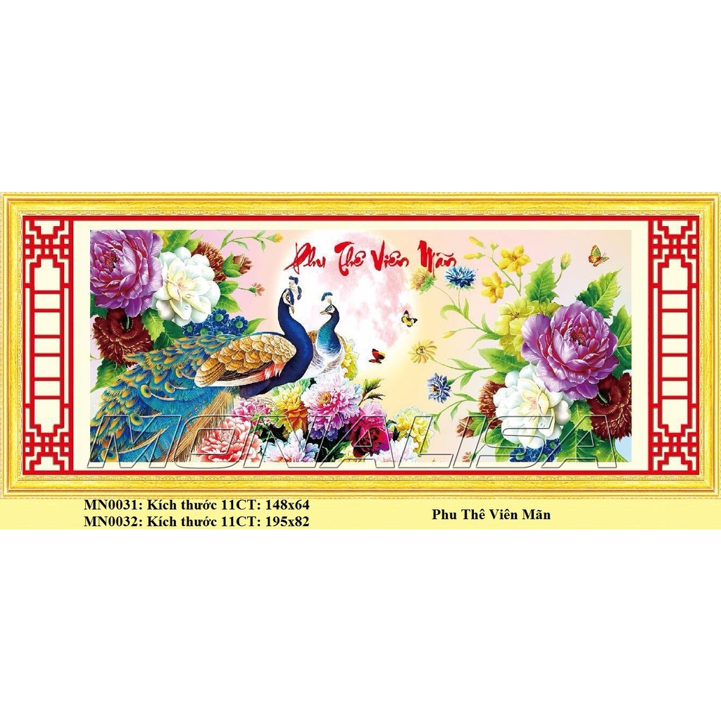 TRANH THÊU KÍN PHU THÊ VIÊN MÃN MN0031 (150X65) MN0032 (195X82)