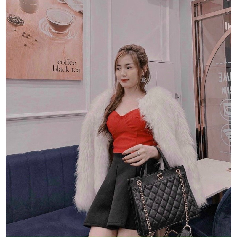 Túi Đeo Vai Túi Xách Nư Da Sần Kèm Khăn Lụa