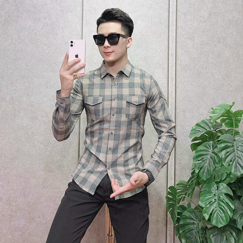 Áo sơ mi bbr nam dài tay kẻ sọc caro , chất liệu cotton không phai màu thấm hút mồ hôi cực kỳ tốt