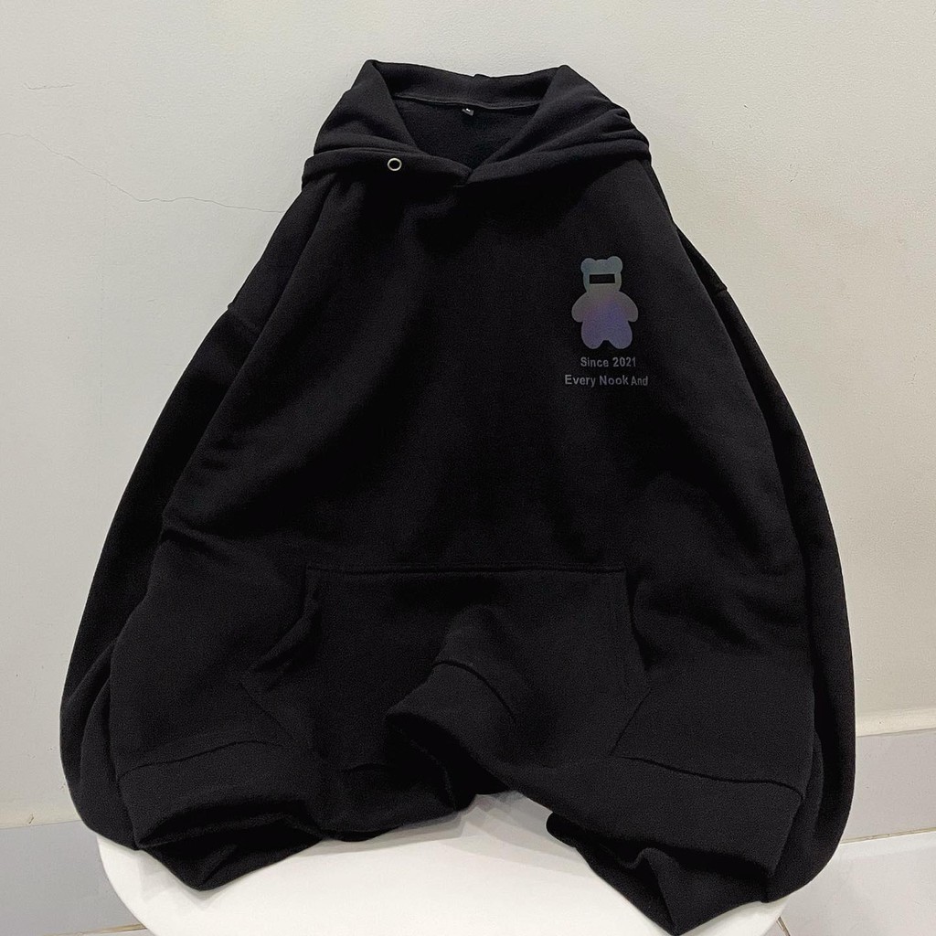 [Ảnh thật] Áo hoodie gấu phản quang (trắng - đen) | BigBuy360 - bigbuy360.vn