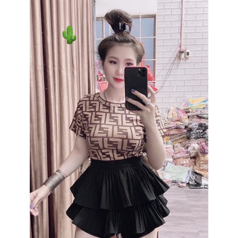 🍀Chân váy dập li 2 tầng mặc rất dễ thương