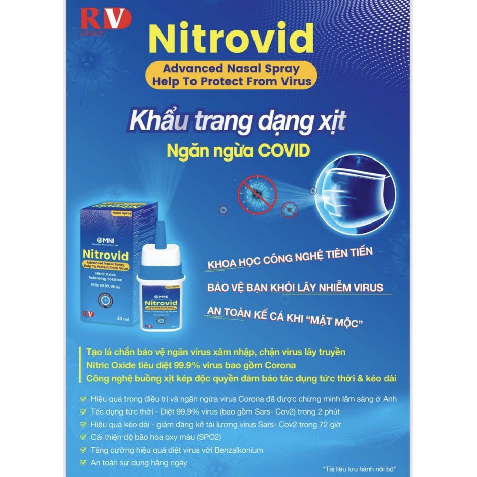 Dung dịch xịt mũi Nitrovid (Khẩu trang dạng xịt) bảo vệ an toàn mũi của bạn