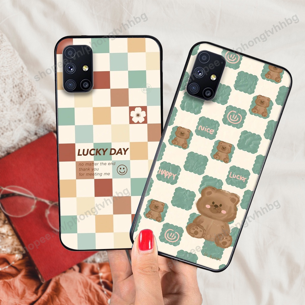 Ốp lưng Samsung M51 in mẫu gấu bo viền , smile mặt cười cực cute đẹp