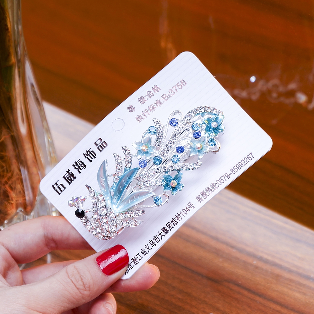 Kẹp tóc hình bông hoa đính đá thời trang dành cho nữ