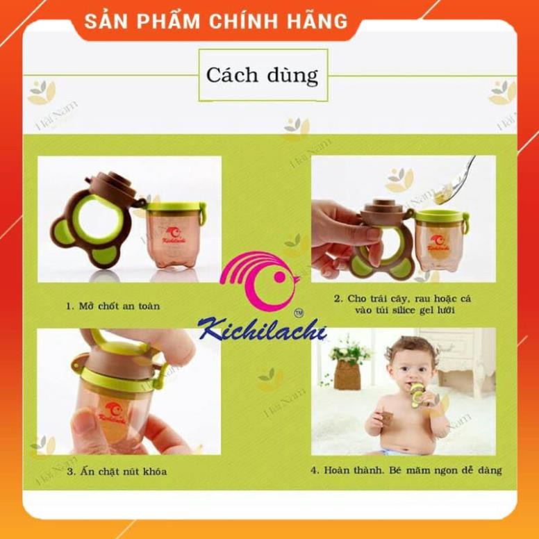 Túi nhai ăn dặm chống hóc Kichilachi Nhật tặng kèm 3 size núm [Giá Sập Sàn]