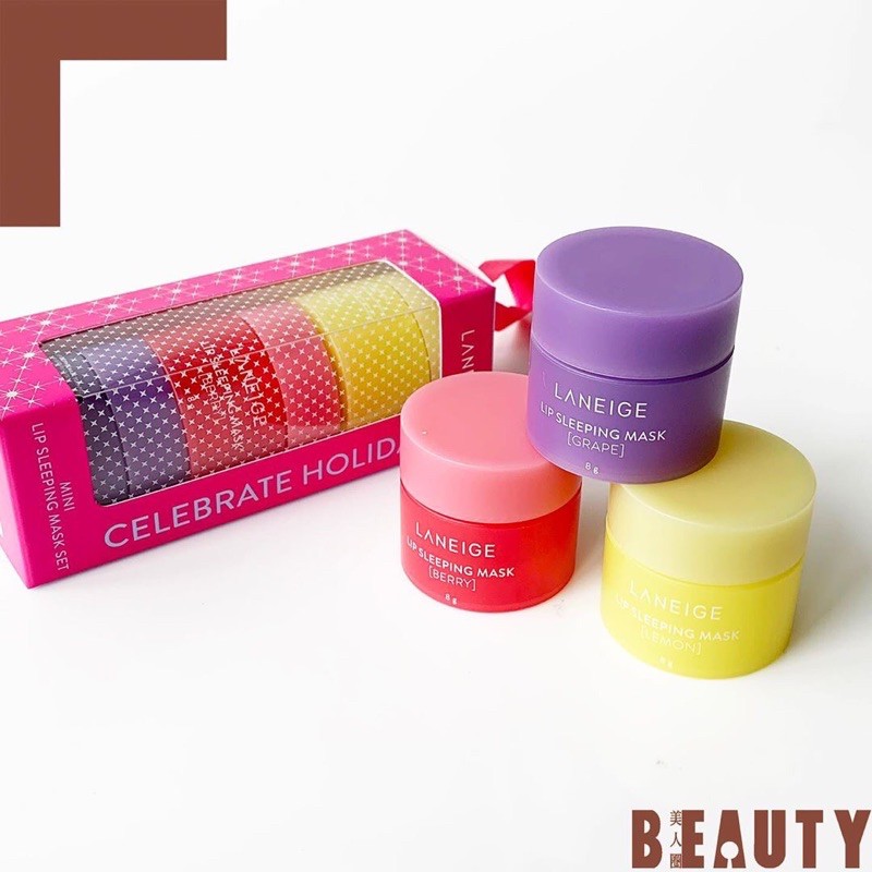 (Bill) Mặt nạ ngủ môi Laneige Lip Sleeping Mask Holiday Set 2020 8g, 3g | BigBuy360 - bigbuy360.vn
