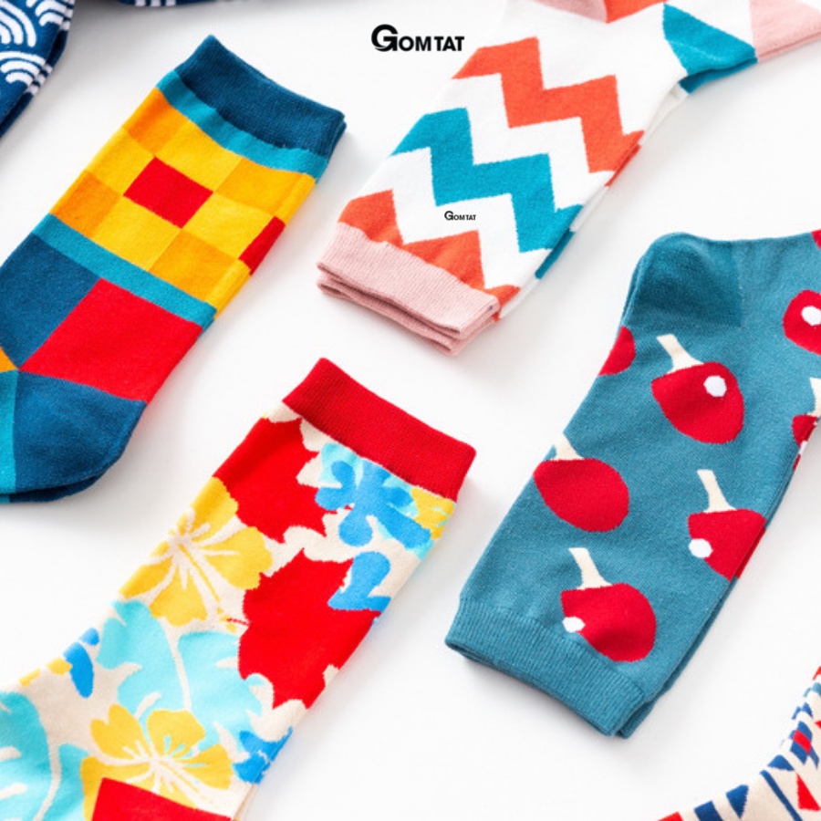 Tất cổ cao nam nữ GOMTAT hoạ tiết hình thú dễ thương, sợi cotton mềm mại, hút ẩm thoáng khí, khử mùi  -FUJI-1DOI