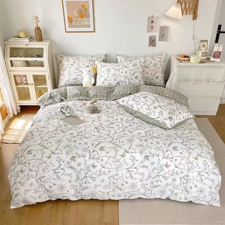 [Chi tiết] Chăn Ga Gối Cotton Living Hàn Quốc Phối Nơ "Mầm Ngọc Bích" 4 món