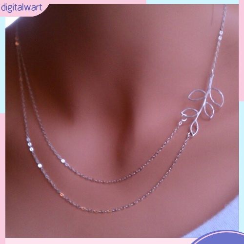 Dây chuyền hai lớp mặt hình chiếc lá xinh xắn dành cho nữ