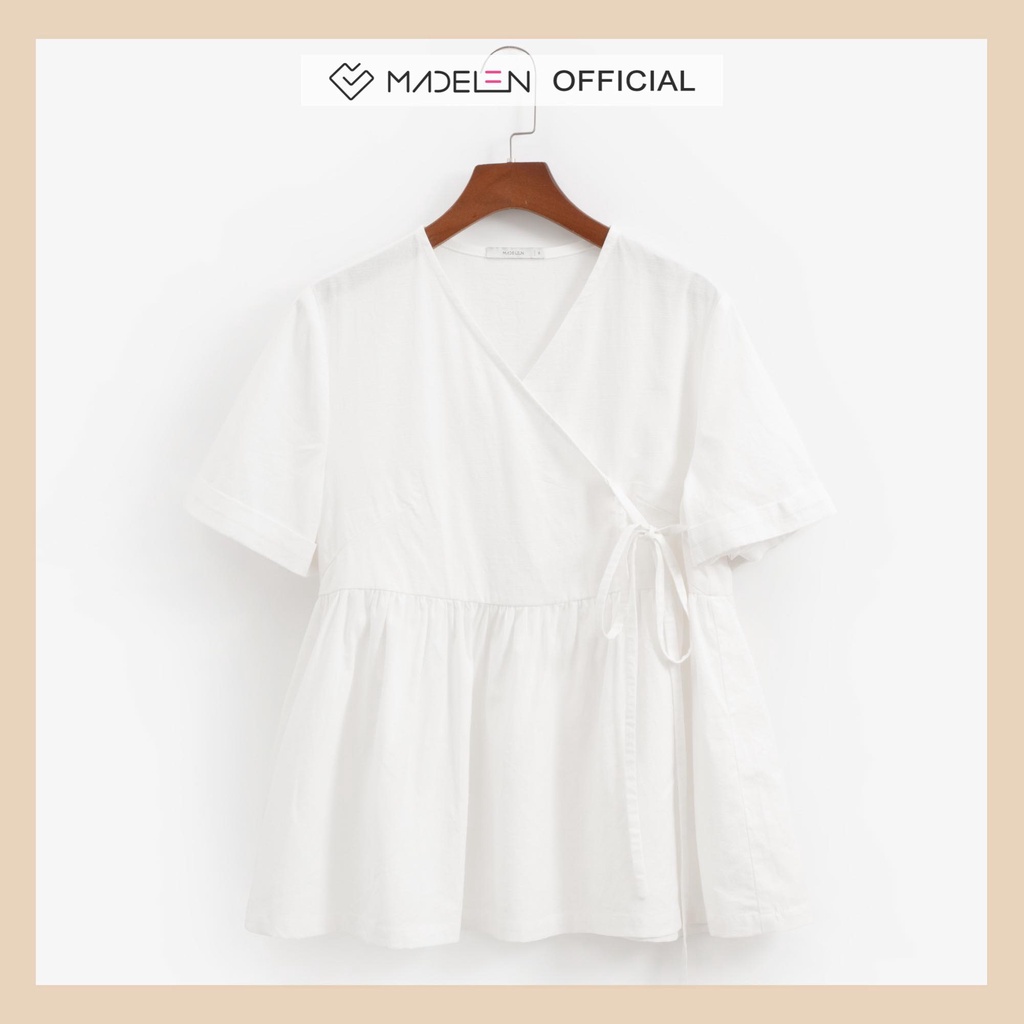 Áo babydoll trắng ngắn tay dáng kimono MADELEN
