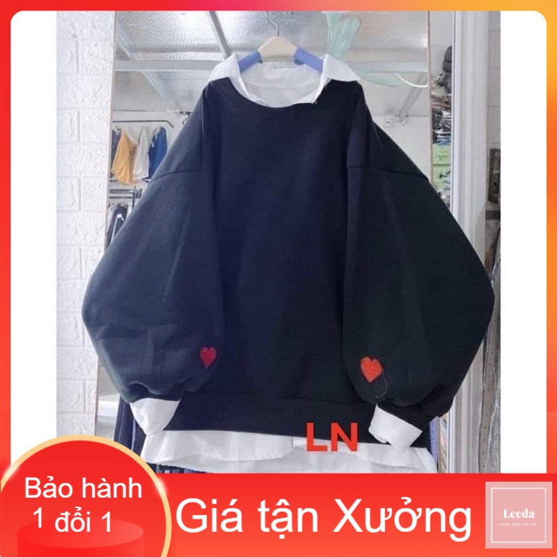 Áo nỉ bo ép tim đỏ nổi hai tay LN11 , áo thun nữ, á thun nam nữ, sét bộ mặc ở nhà, áo mùa đông, áo len nữ - FANNI MODY