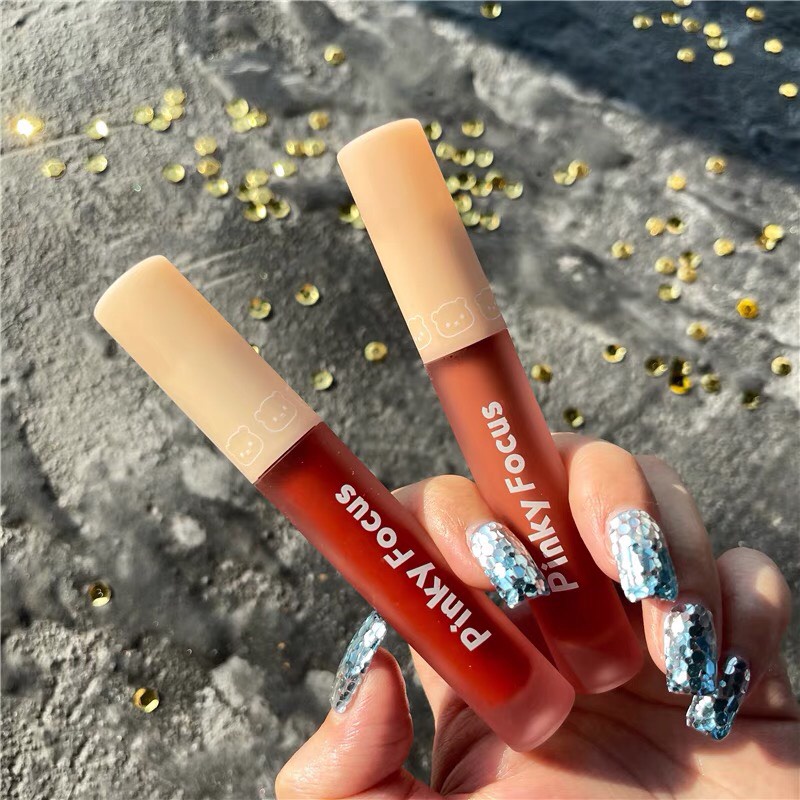 Son kem gấu PINKY FOCUS mịn lì mềm môi căng mọng Cotton Powder Yarn Mist Lip Mud siêu hot trend PINKYFOCUS PKFC02 | BigBuy360 - bigbuy360.vn