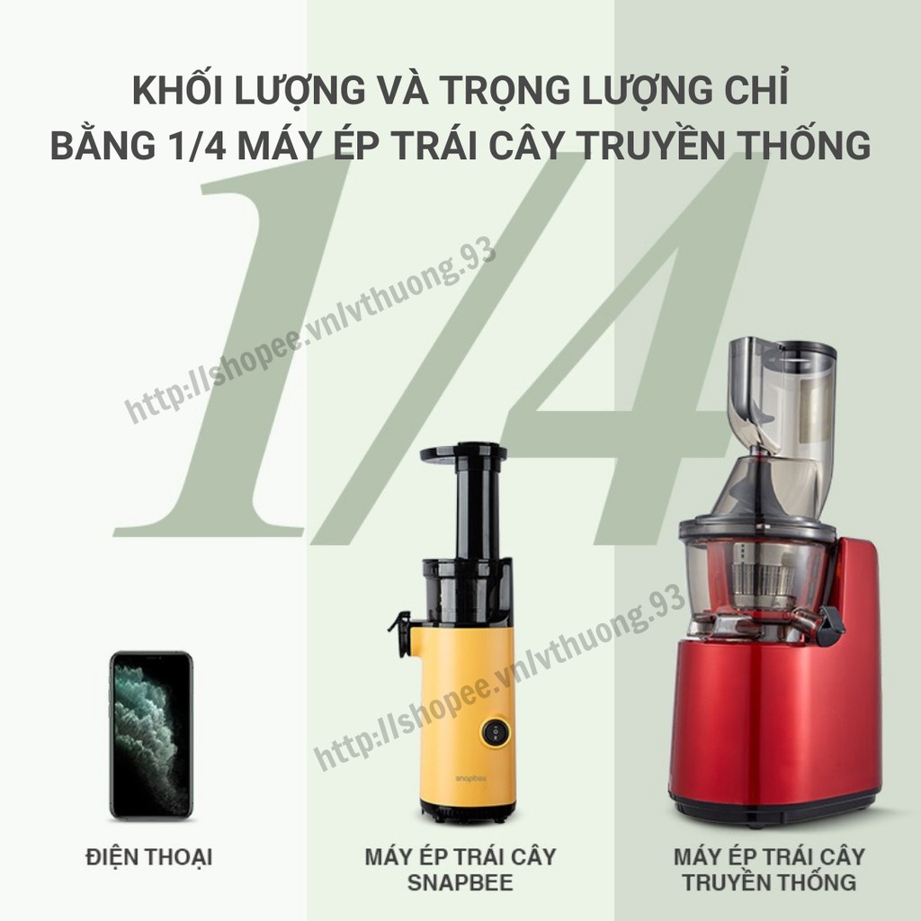 Máy ép chậm SnapBee trái cây hoa quả SK-202VN 130W nhỏ gọn mạnh mẽ ép kiệt bã tháo lắp dễ dàng màu vàng BH 12 tháng