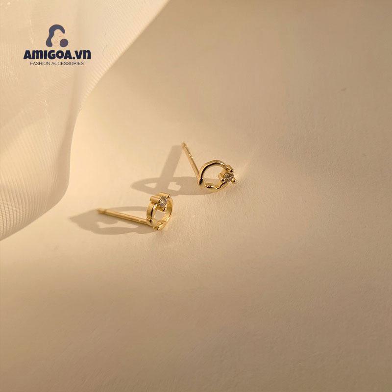 Khuyên Tai Hình Vương Miện Đính Đá Zircon Dễ Thương Cho Nữ