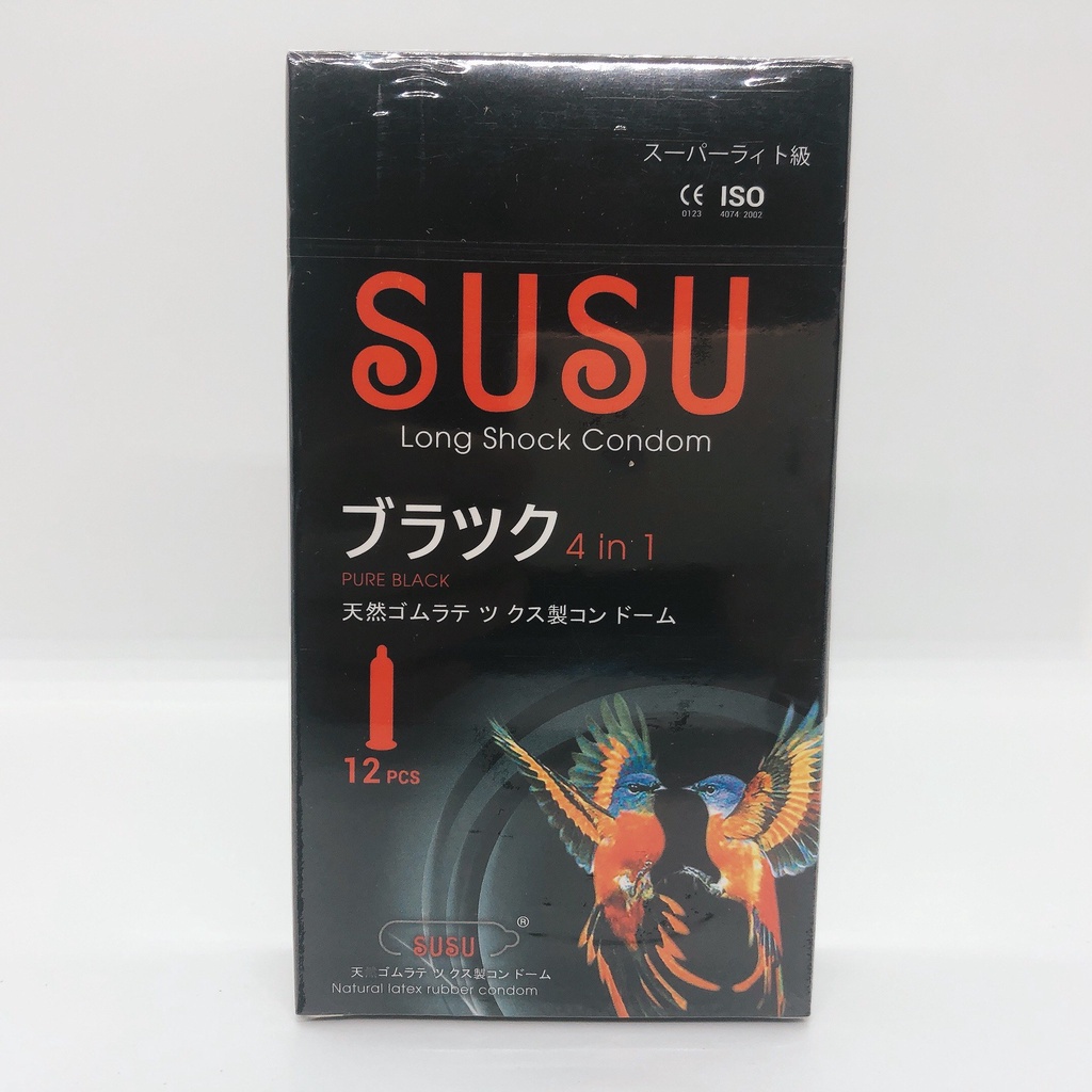 Bao cao su siêu mỏng SUSU Nhật Bản 4in1 BCS ôm sát, vừa vặn, kéo dài thời gian quan hệ | hộp 12 bao