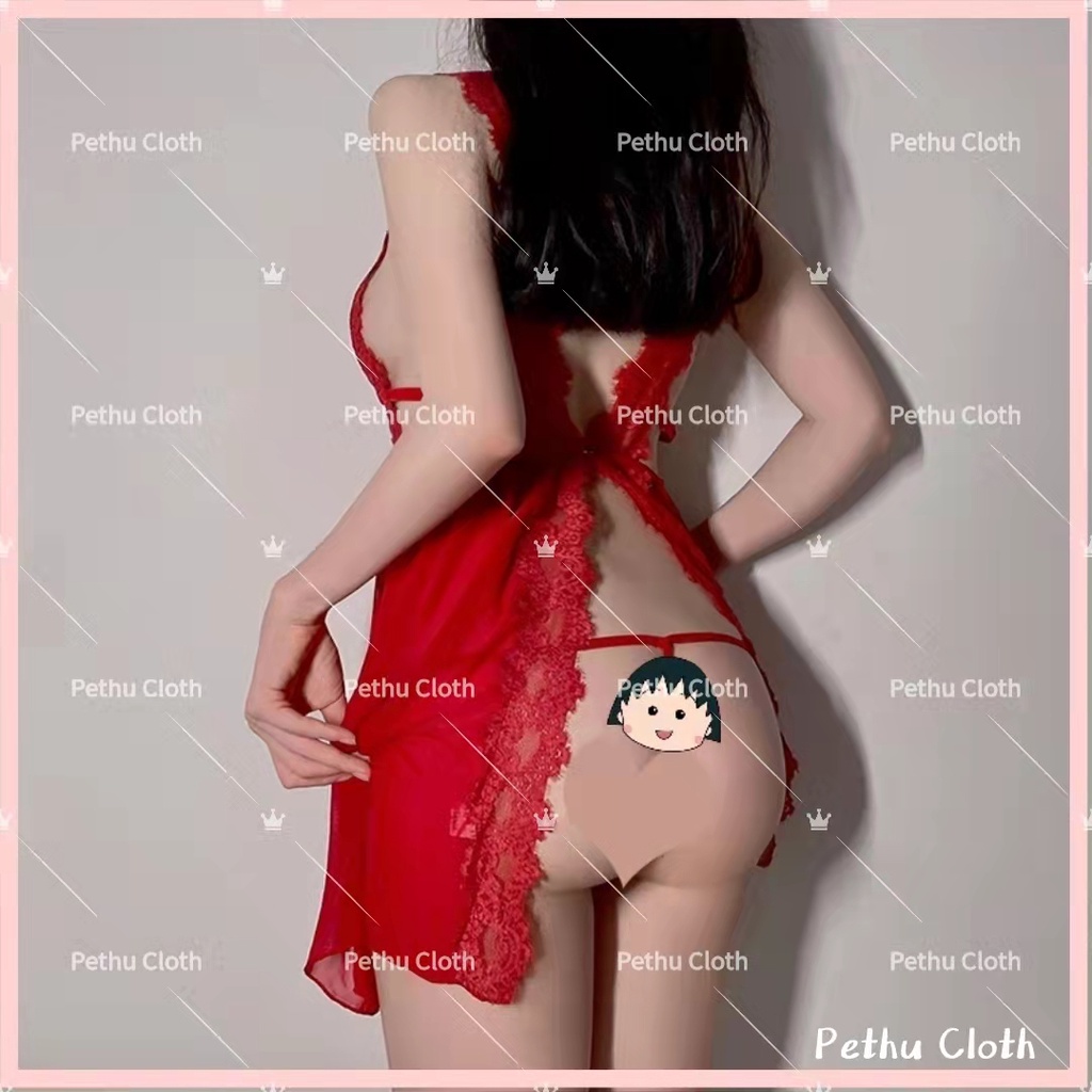 （Q1,HCM）💖sexy đồ ngủ💖Đầm ngủ gợi cảm hở lưng khiêu gợi-kèm quần chip --Freesize 40-65kg---001