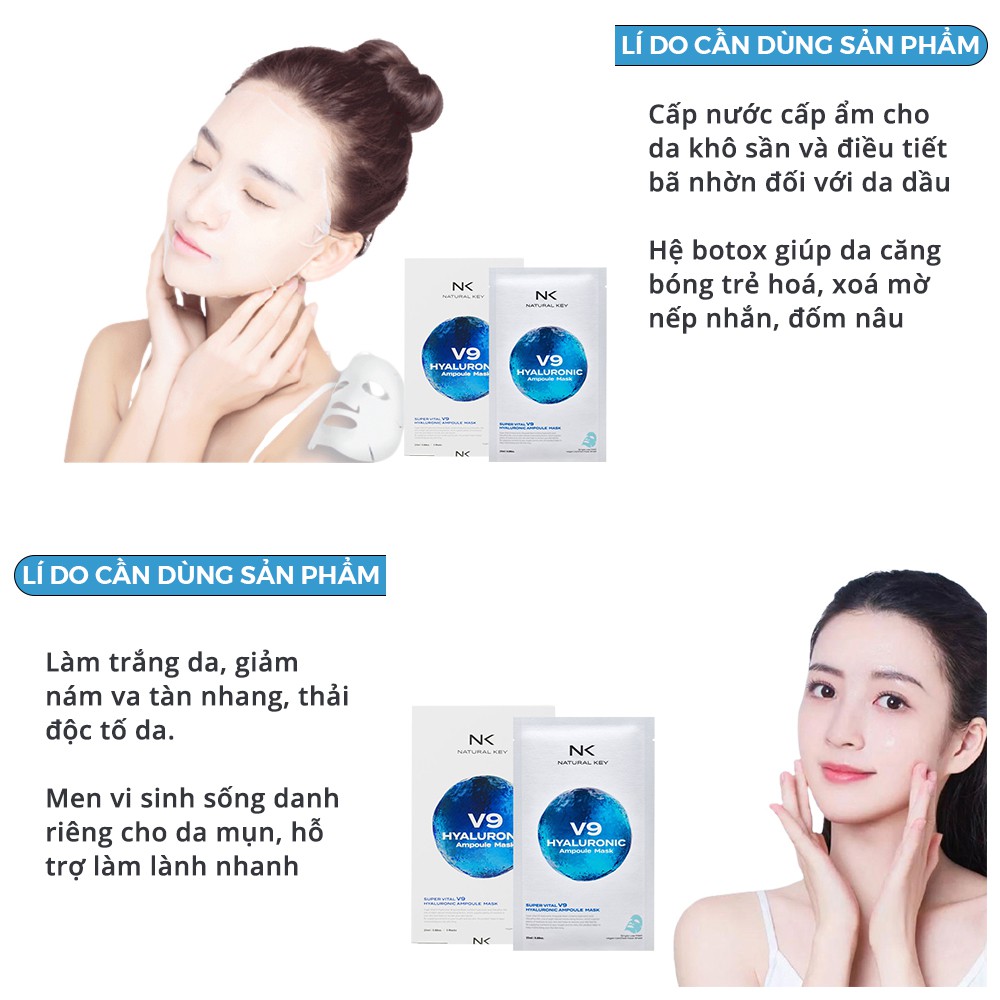 Mặt nạ trắng da dưỡng da chống lão hóa dưỡng ẩm giảm mụn V9 Ampoule MN32