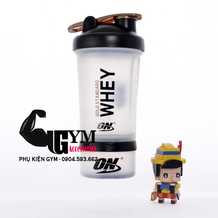 Bình nước thể thao bình tập gym Shake bottle ON Gold Standard 2 ngăn tiện dụng