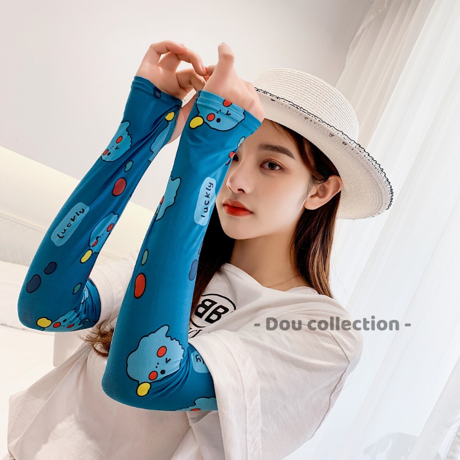 [Nowship2h] Găng Tay (Ống Tay) Xỏ Ngón Chống Nắng Tia Cực Tím UV Thoáng Mát Họa Tiết Dễ Thương Nhiều Màu - Mã GT002