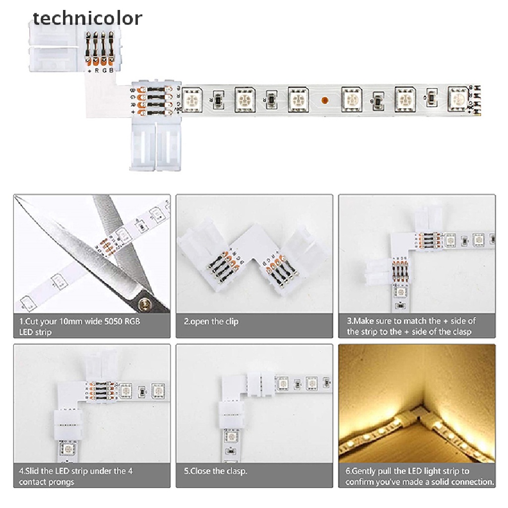 Đầu Nối 4 Pin 10mm Chữ L Cho Dây Đèn LED RGB 90° Kết Nối TYG