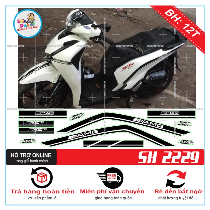 TEM XE SH 2019 AMG TRẮNG ĐEN -- SHIN DECAL 2