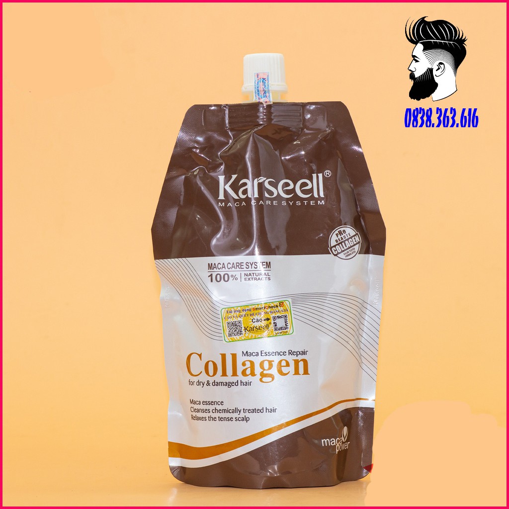 Kem hấp ủ tóc COLLAGEN KARSEELL 500ml chính hãng phục hồi tóc hư tổn khô sơ chẻ ngọn
