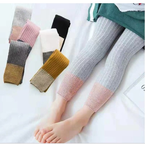 [ QUẦN LEGGING ] 1 Chiếc quần legging siêu ấm gân sọc phối màu cá tính cho bé gái từ 1 tuổi đến 8 tuổi