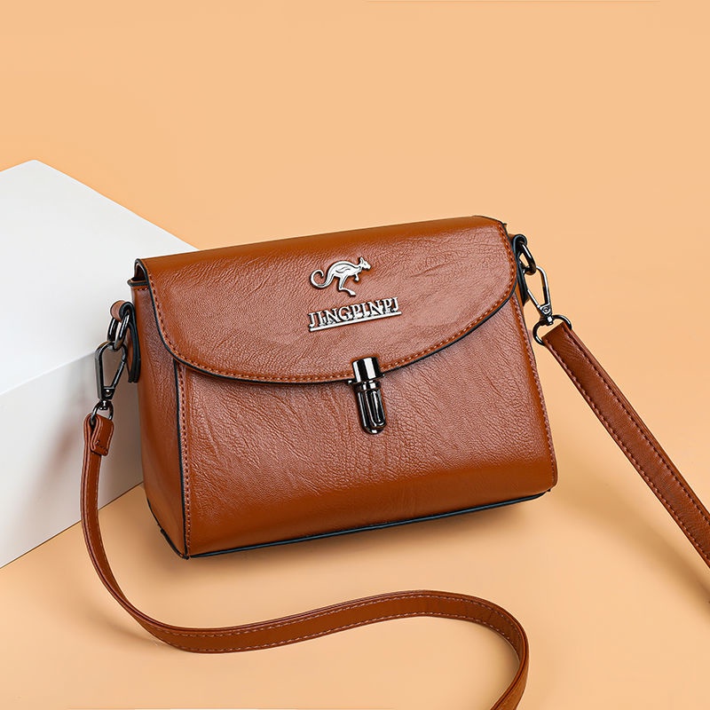 Túi đeo vai hình vuông cỡ lớn bằng da màu trơn đơn giản thời trang dễ phối đồ chất lượng cao cho bạn gái