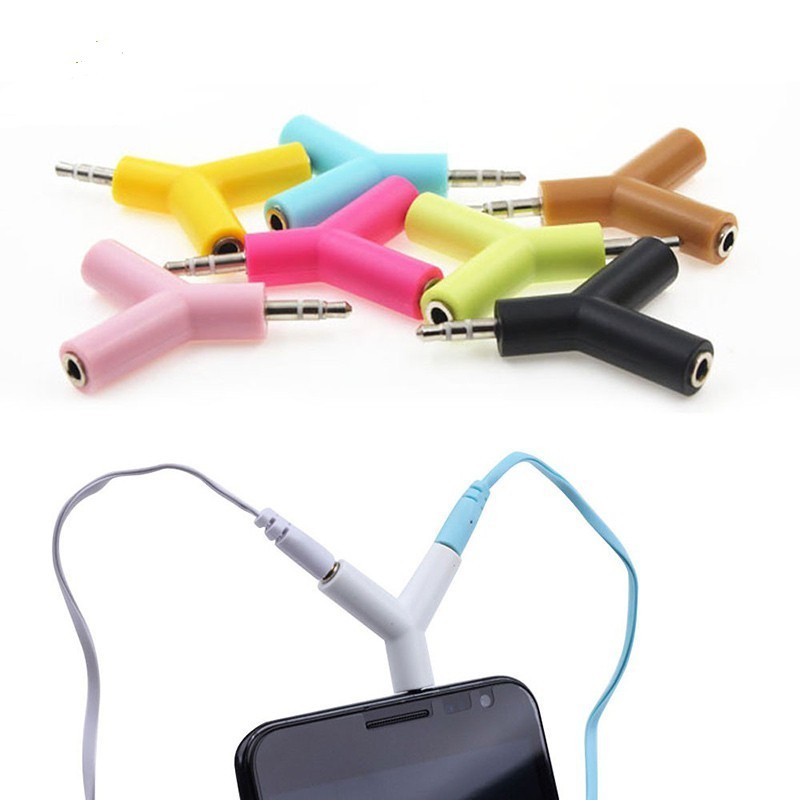 Đầu Chia Âm Thanh 3.5mm 1 Ra 2 Hình Chữ Y Cao Cấp Có Móc Khoá - Jack chia âm thanh 1 ra 2 hình chữ Y