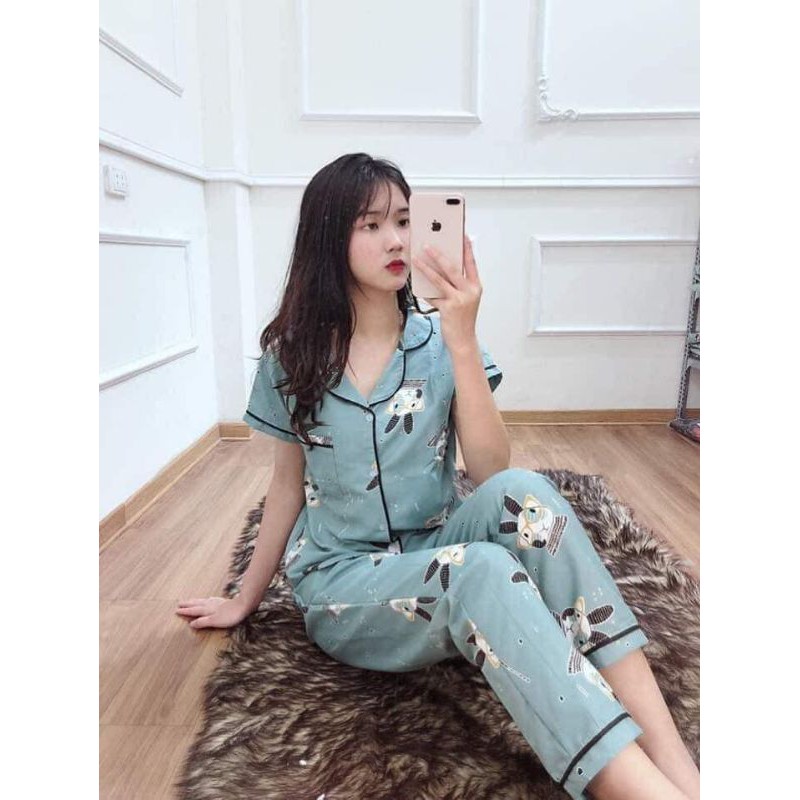 [Pizama kate] Sale bộ pyjama kate tay cộc quần dài cao cấp