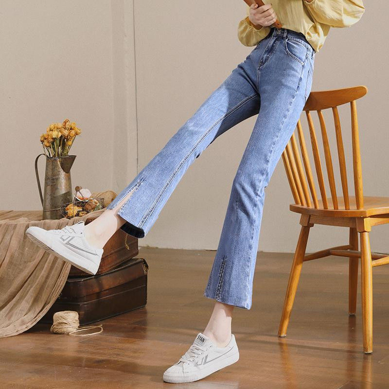 Quần Jeans Lửng Lưng Cao Ống Loe Thời Trang Mùa Hè Mới Cho Nữ 25-31