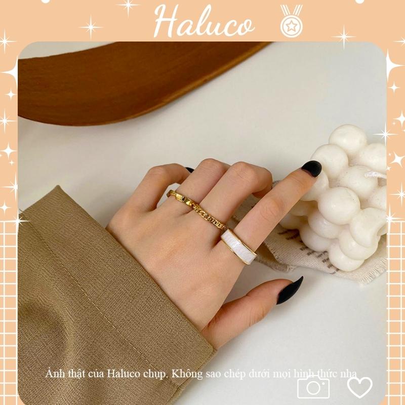 Set nhẫn nữ xà cừ xinh xắn trendy phong cách Hàn Quốc Haluco accessories NN03