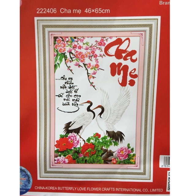 Tranh thêu chữ thập Cha Mẹ 222406  chưa thêu