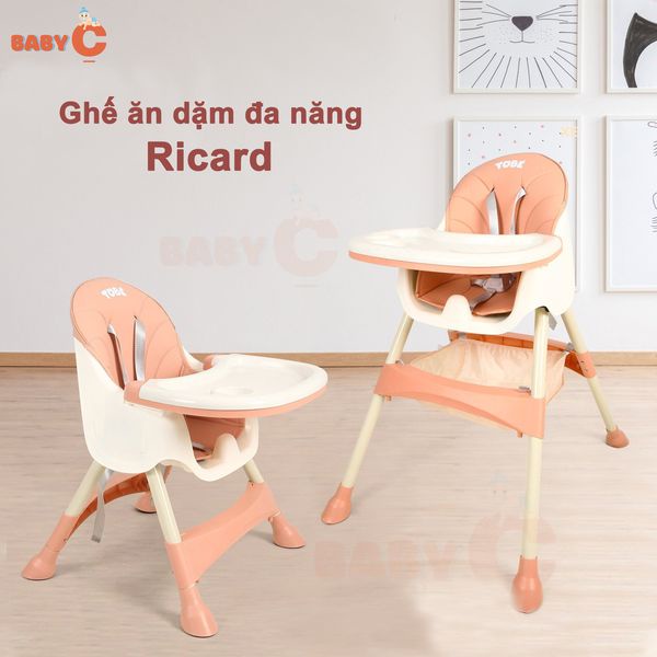 Ghế ăn dặm đa năng chính TOBÉ - Ricard cao cấp có bánh xe hoặc không bánh xe cho bé từ 6 tháng tuổi-BaByC