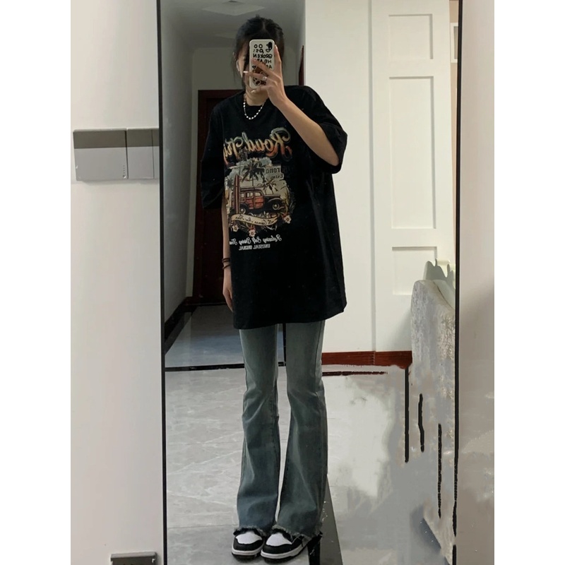 Áo thun XIAOZHAINV tay lửng in hình phong cách hiphop thời trang đường phố